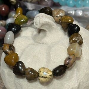 Ocean Jasper Heart Bangle Size 6.5